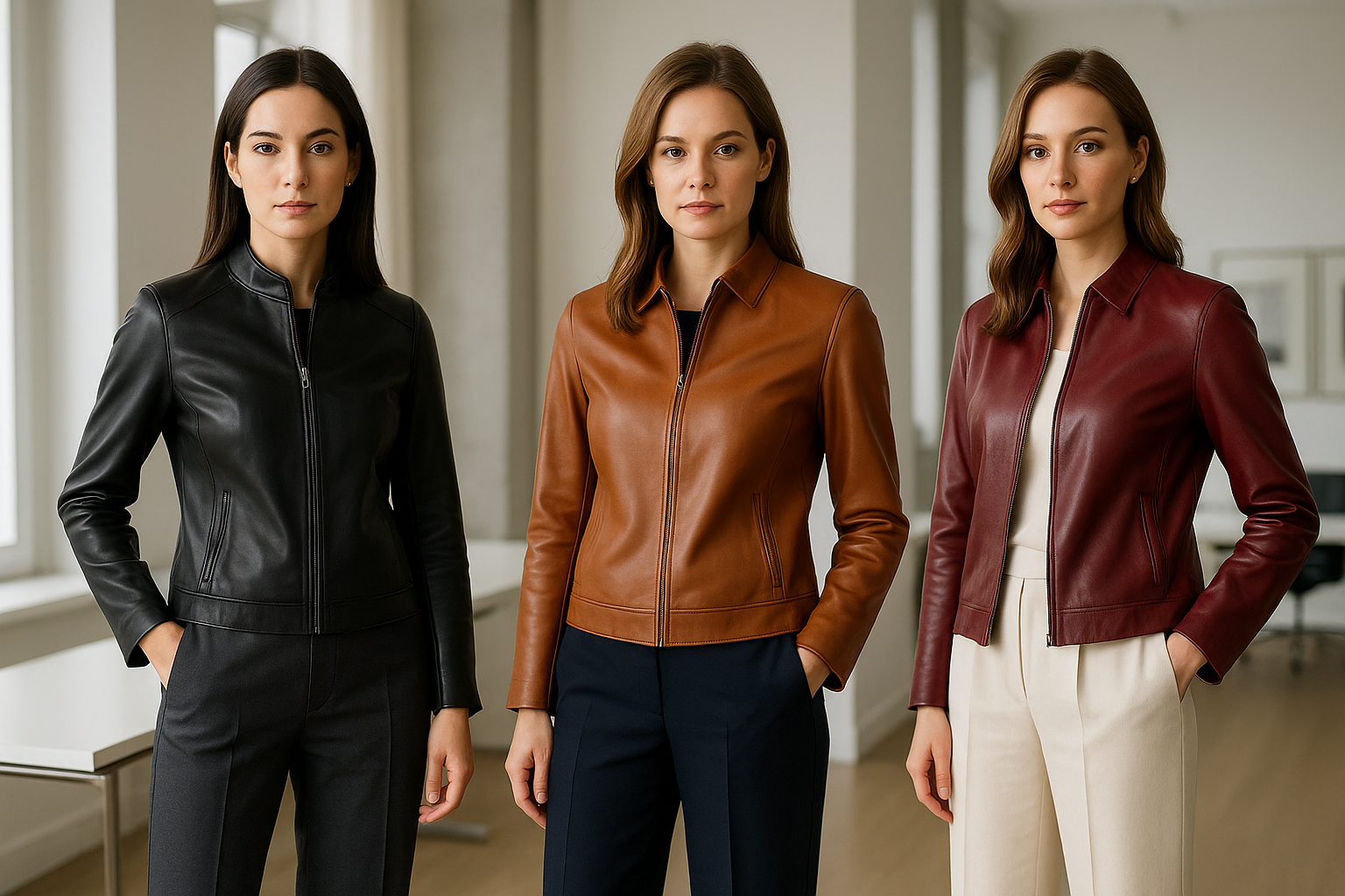 Leather Jackets with Office Trousers for Women